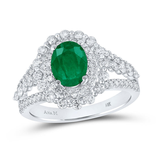 14K White Or Yellow Gold Womens Oval Emerald Solitaire Diamond Fashion Ring, Womens Size: 5-10