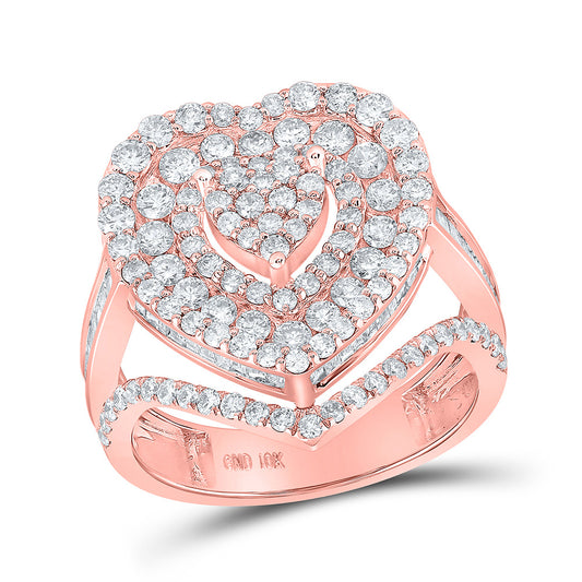 10K Yellow Or White Or Rose Gold Womens Round Diamond Heart Ring, Womens Size: 5-10