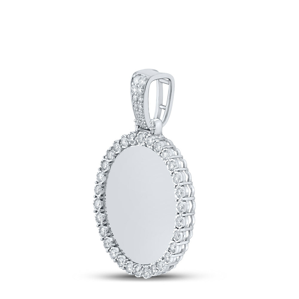 10K White Or Rose Gold Mens Round Diamond Memory Circle Charm Pendant