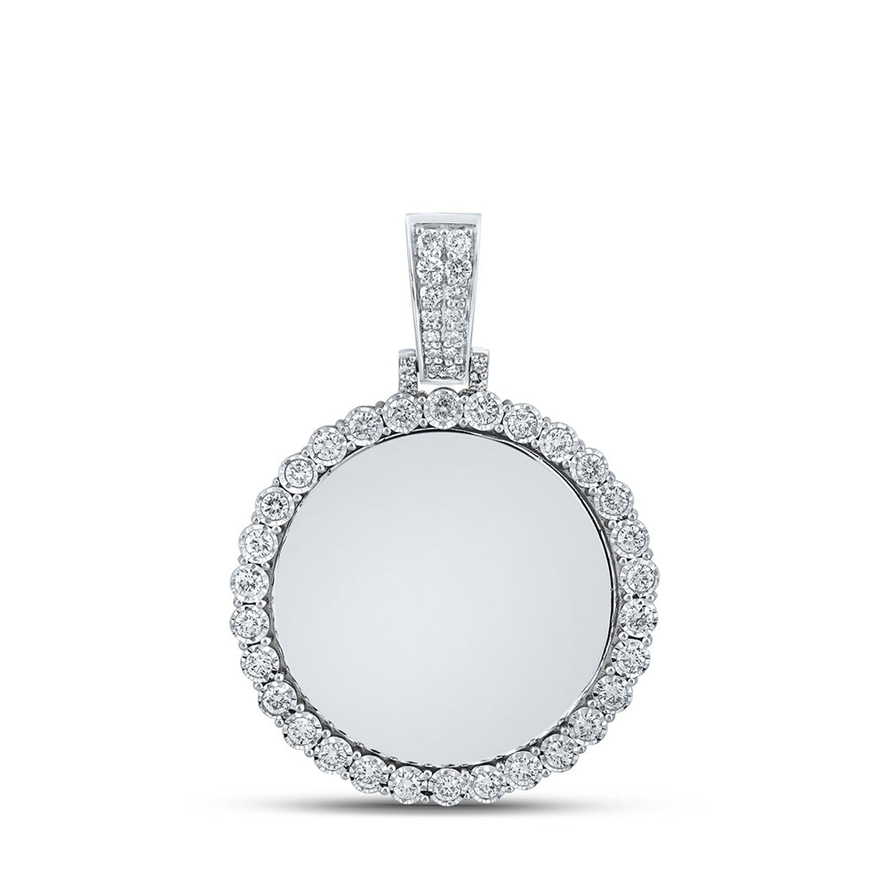 10K White Or Rose Gold Mens Round Diamond Memory Circle Charm Pendant