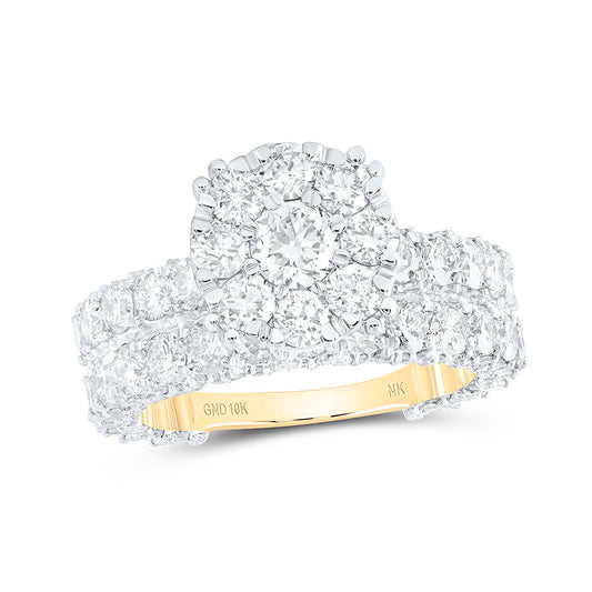 10K Yellow Gold Round Diamond Halo Bridal Wedding Ring Band Set 5-7/8 Cttw, Womens Size: 5-10