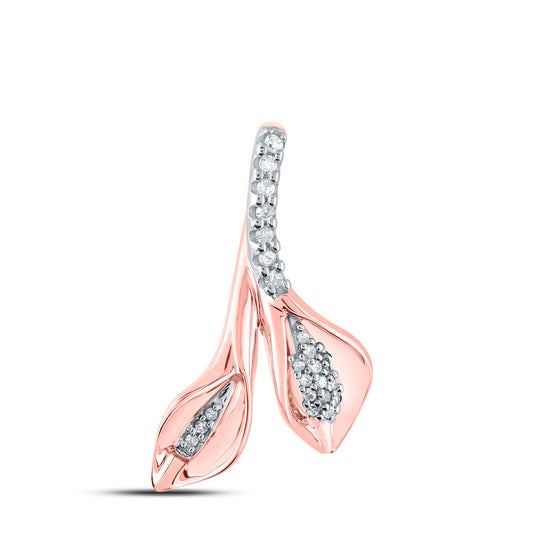10K Rose Gold Womens Round Diamond Fashion Pendant 1/10 Cttw, Length: 0.89 In
