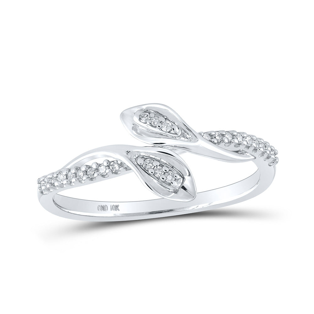 10K Yellow Or White Or Rose Gold Womens Round Diamond Bypass Band Ring , Womens Size: 5-10