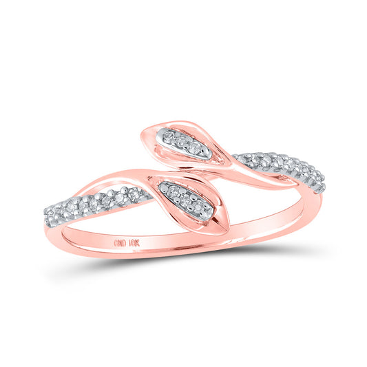 10K Yellow Or White Or Rose Gold Womens Round Diamond Bypass Band Ring , Womens Size: 5-10