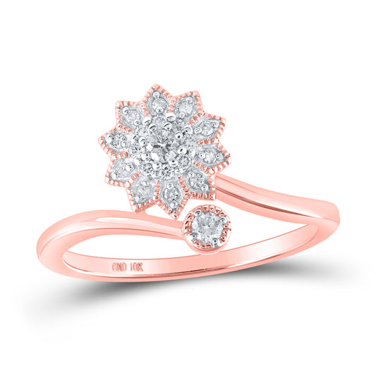 10K Yellow Or White Or Rose Gold Womens Round Diamond Flower Cluster Ring , Womens Size: 5-10