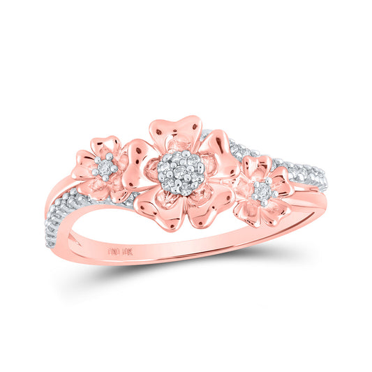 10K Yellow Or White Or Rose Gold Womens Round Diamond Flower Fashion Ring , Womens Size: 5-10