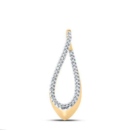 10K Yellow Gold Womens Round Diamond Teardrop Pendant 1/8 Cttw