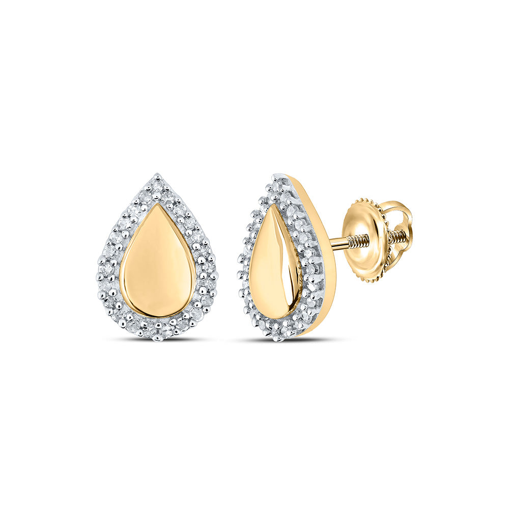 10K Yellow Or White Or Rose Gold Womens Round Diamond Teardrop Earrings