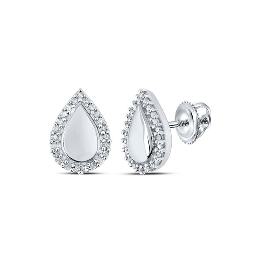 10K Yellow Or White Or Rose Gold Womens Round Diamond Teardrop Earrings