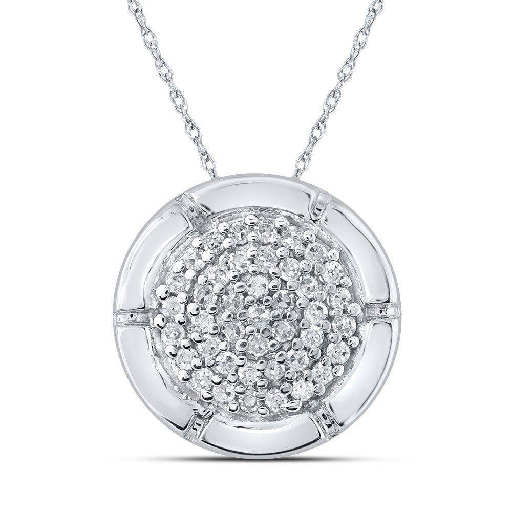 10K Yellow Or White Or Rose Gold Womens Round Diamond Cluster Pendant