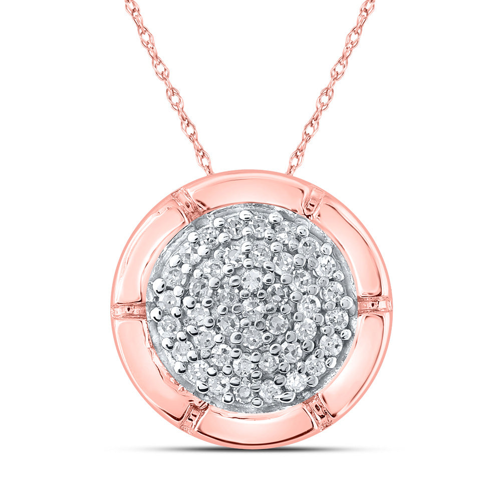 10K Yellow Or White Or Rose Gold Womens Round Diamond Cluster Pendant