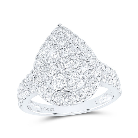 10K Yellow Or White Or Rose Gold Womens Round Diamond Tear Cluster Ring , Womens Size: 5-10