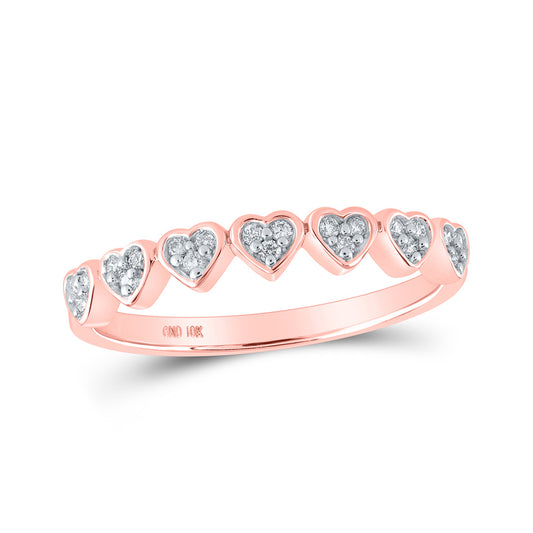 10K Yellow Or White Or Rose Gold Womens Round Diamond Heart Ring , Womens Size: 5-10