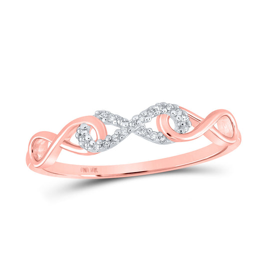 10K Yellow Or White Or Rose Gold Womens Round Diamond Infinity Ring , Womens Size: 5-10