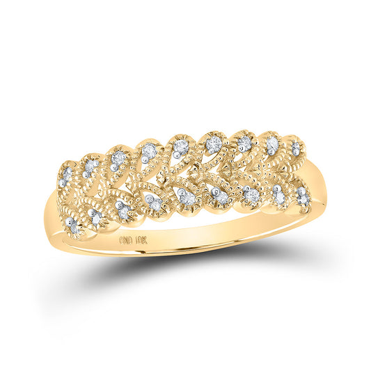 10K Yellow Gold Womens Round Diamond Band Ring 1/10 Cttw, Womens Size: 5-10