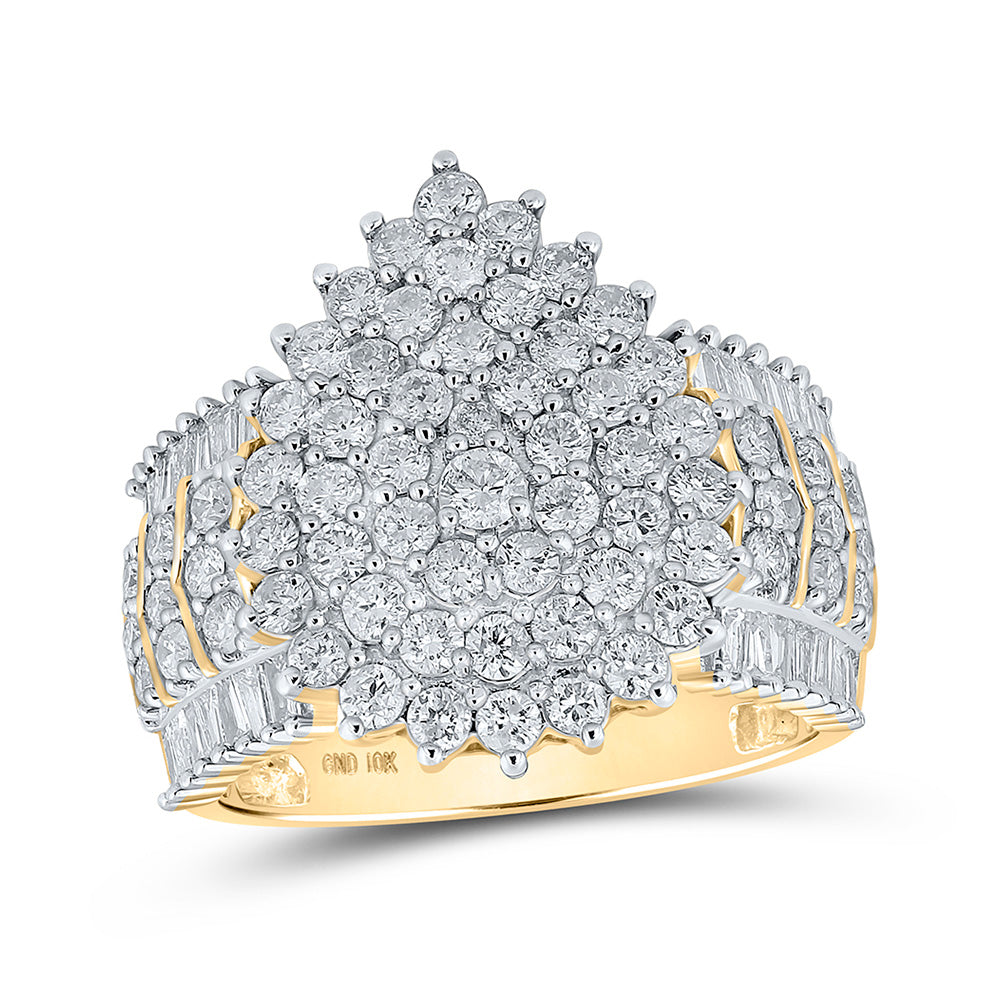 10K Yellow Gold Womens Round Diamond Tear Cluster Ring 2 Cttw, Womens Size: 5-10