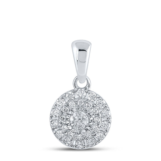 10K White Gold Womens Round Diamond Cluster Pendant 1/4 Cttw