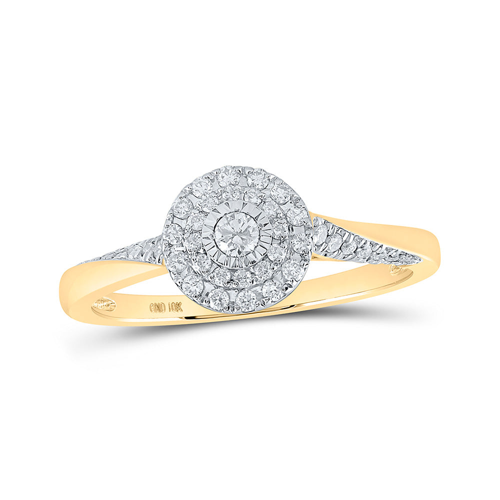 10K Yellow Gold Womens Round Diamond Cluster Ring 1/4 Cttw, Womens Size: 5-10