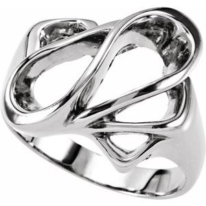 14K White Gold Polished Freeform Ring Size 6