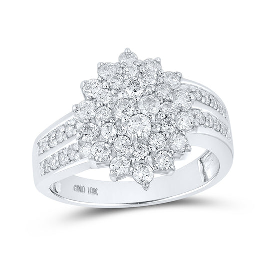 10K Yellow Or White Gold  Womens Round Diamond Cluster Ring 1 Cttw, Womens Size: 5-10