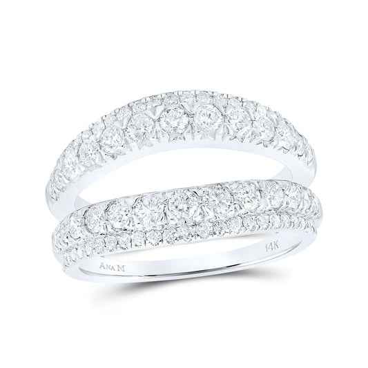 14K White Or Yellow Gold Womens Round Diamond Wrap Enhancer Wedding Band, Womens Size: 5-10