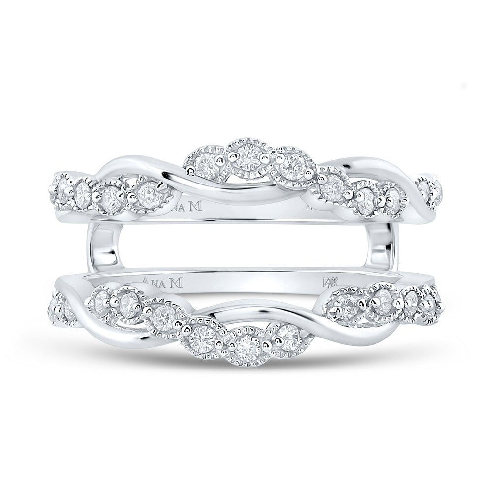 14K White Gold Womens Round Diamond Wrap Enhancer Wedding Band , Womens Size: 5-10
