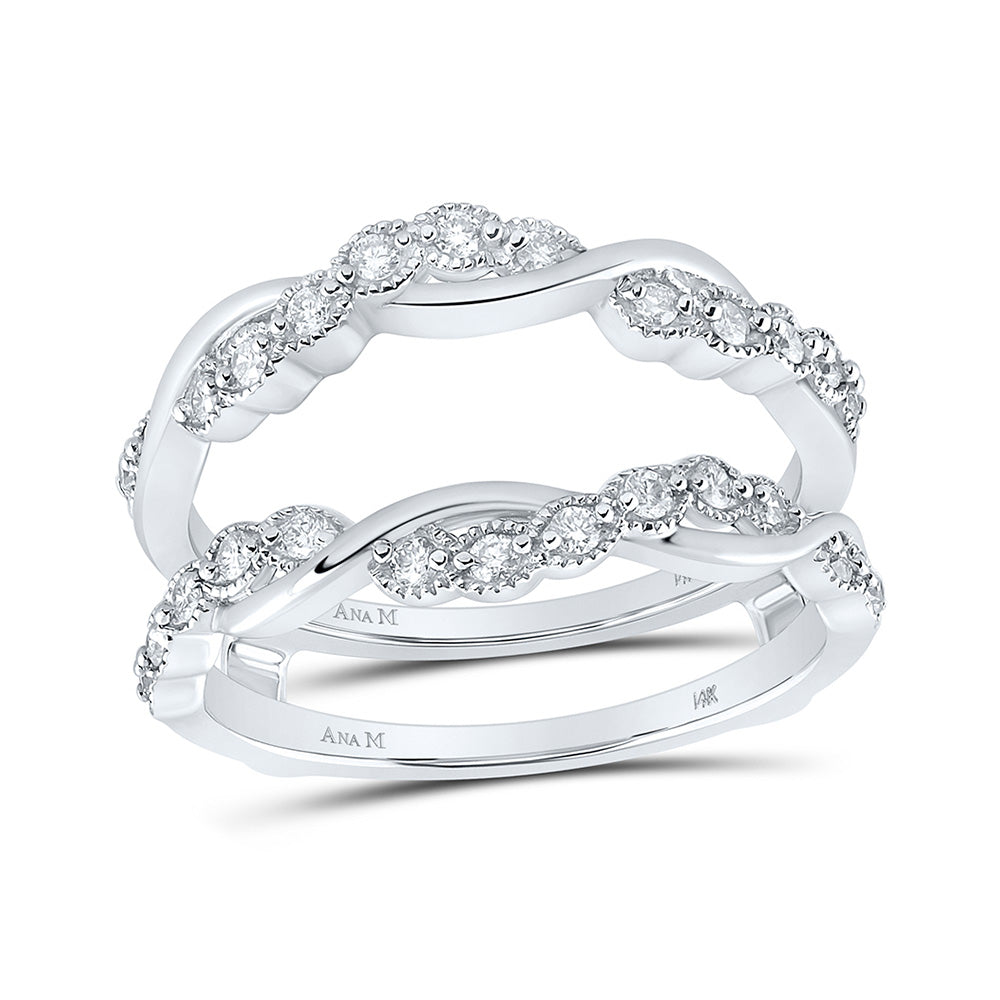 14K White Gold Womens Round Diamond Wrap Enhancer Wedding Band , Womens Size: 5-10
