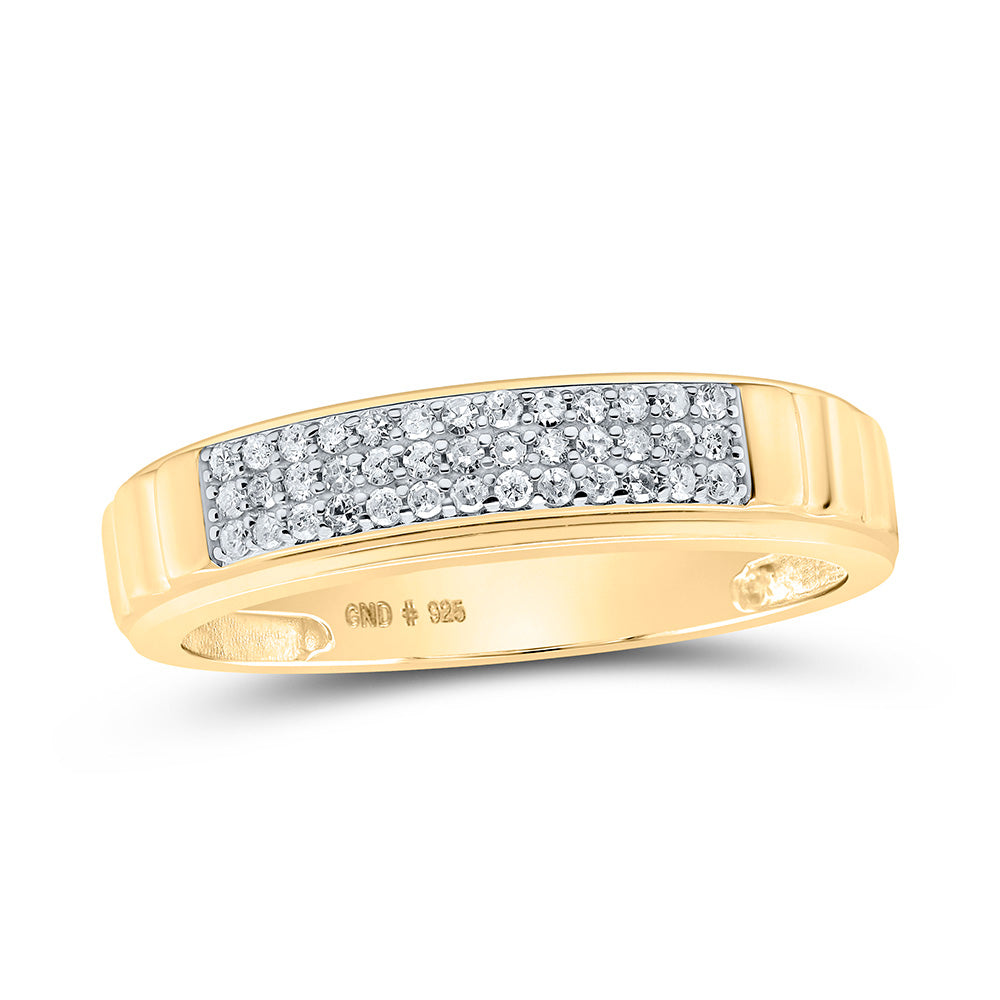 Sterling Silver Or Yellow-tone Sterling Silver His Hers Round Diamond Oval Matching Wedding Set, Womens Size: 5-10, Mens Size: 7-13