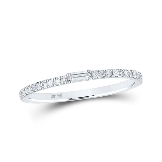 10K White Or Yellow Gold Womens Baguette Diamond Band Ring , Womens Size: 5-10