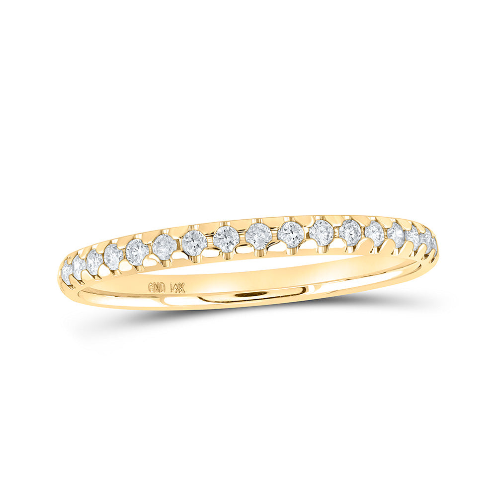 14K Yellow Or White Gold  Womens Round Diamond Machine Set Band Ring 1/6 Cttw, Womens Size: 5-10