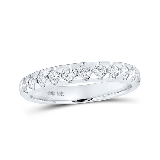 14K White Or Yellow Gold Womens Round Diamond Machine Set Band Ring , Womens Size: 5-10