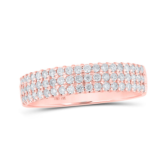 14K Yellow Or White Or Rose Gold Womens Round Diamond Machine-set Pave Band Ring , Womens Size: 5-10