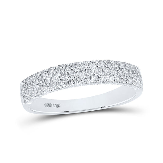 14K White Gold Womens Round Diamond Machine-set Pave Band Ring 1/2 Cttw, Womens Size: 5-10