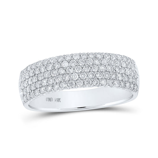 14K White Gold Womens Round Diamond Machine-set Pave Band Ring 3/4 Cttw, Womens Size: 5-10