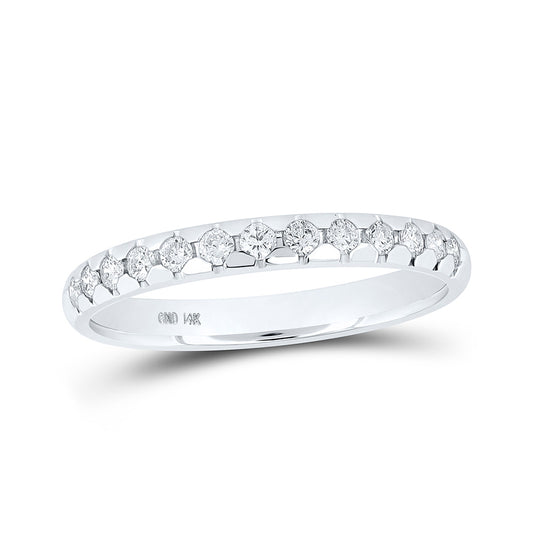 14K White Or Yellow Gold Womens Round Diamond Single Row Band Ring , Womens Size: 5-10