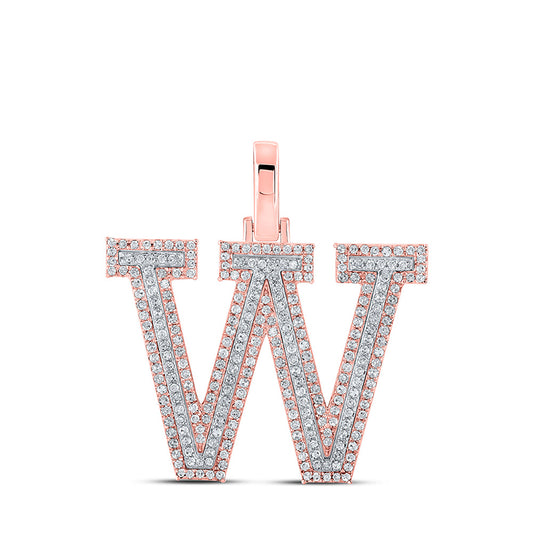 10K Yellow Or Rose Gold Mens Round Diamond W Initial Letter Pendant
