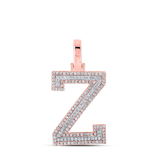10K Yellow Or Two-Tone Gold  Womens Round Diamond Z Initial Letter Pendant 3/8 Cttw, Length: 1.13 In, Width: 0.61 In
