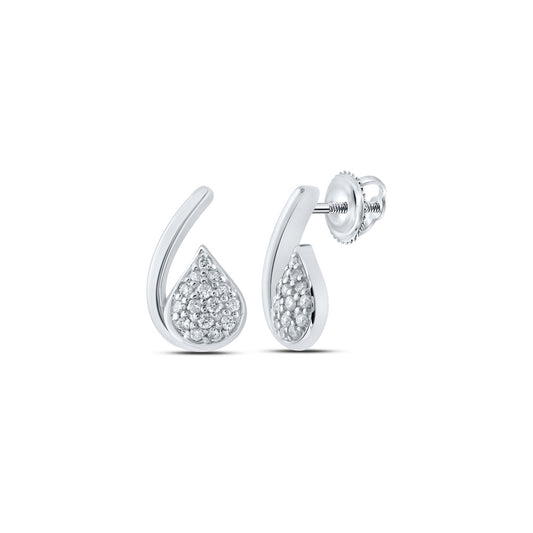 10K White Gold Womens Round Diamond Cluster Earrings 1/6 Cttw