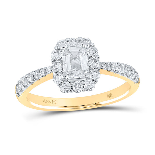 14K Yellow Gold Emerald Diamond Halo Bridal Wedding Engagement Ring 1-1/4 Cttw, Womens Size: 5-10