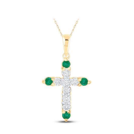 10K Yellow Or Rose Gold Womens Round Diamond Cross Pendant