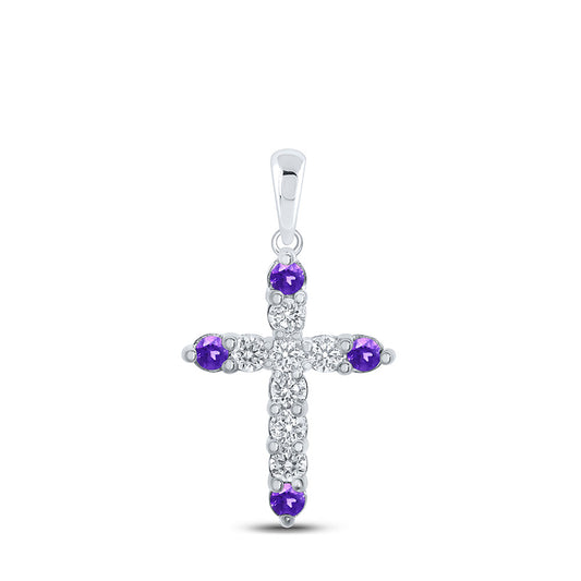 10K White Or Yellow Or Rose Gold Womens Round Diamond Cross Pendant