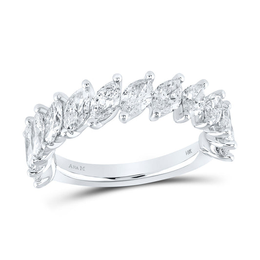 14K White Gold Womens Marquise Diamond Band Ring 2-1/2 Cttw, Womens Size: 5-10