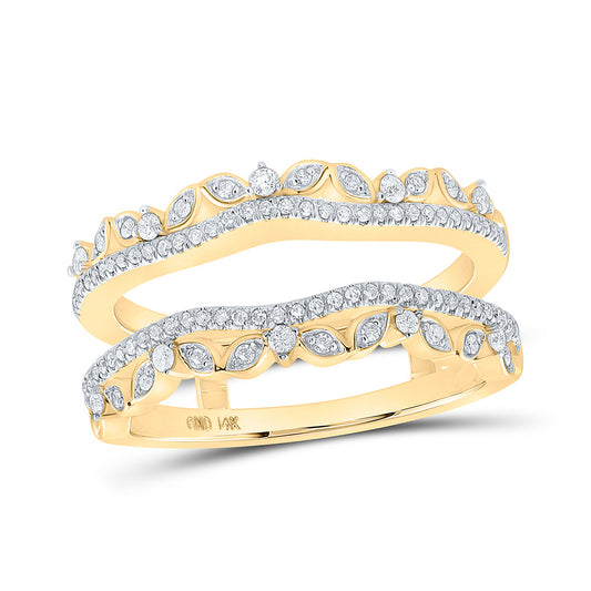 14K Yellow Gold Womens Round Diamond Wrap Enhancer Wedding Band 1/3 Cttw, Womens Size: 5-10