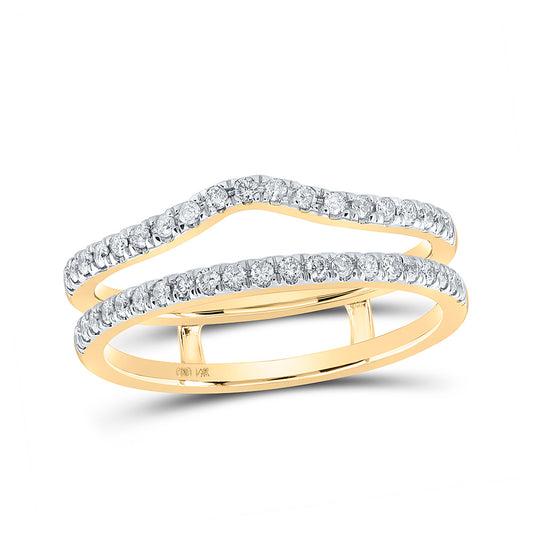 14K Yellow Gold Womens Round Diamond Wrap Enhancer Wedding Band 1/3 Cttw, Womens Size: 5-10