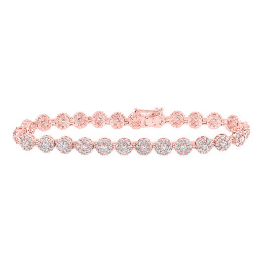 10K Yellow Or White Or Rose Gold Womens Round Diamond Fashion Bracelet