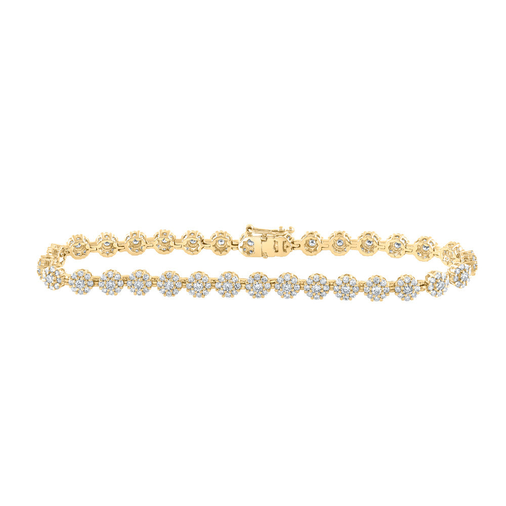 10K Yellow Or White Or Rose Gold Womens Round Diamond Fashion Bracelet
