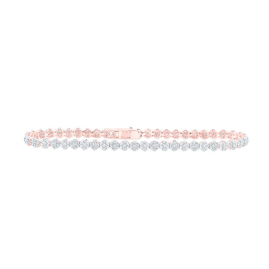 10K Yellow Or White Or Rose Gold Womens Round Diamond Fashion Bracelet