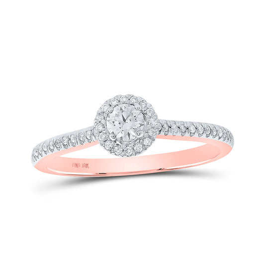 10K Yellow Or Rose Gold Round Diamond Halo Bridal Wedding Engagement Ring , Womens Size: 5-10