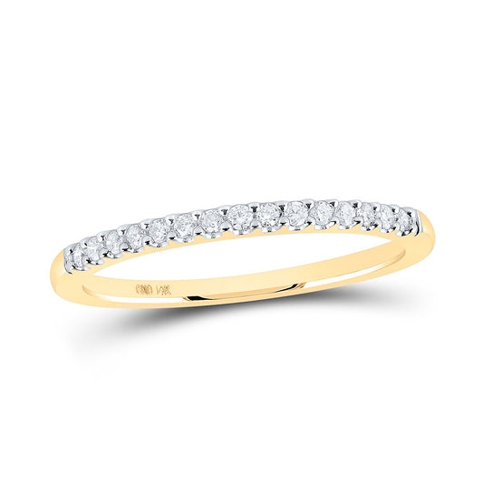 14K Yellow Gold Womens Round Diamond Single Row Band Ring 1/6 Cttw, Womens Size: 5-10