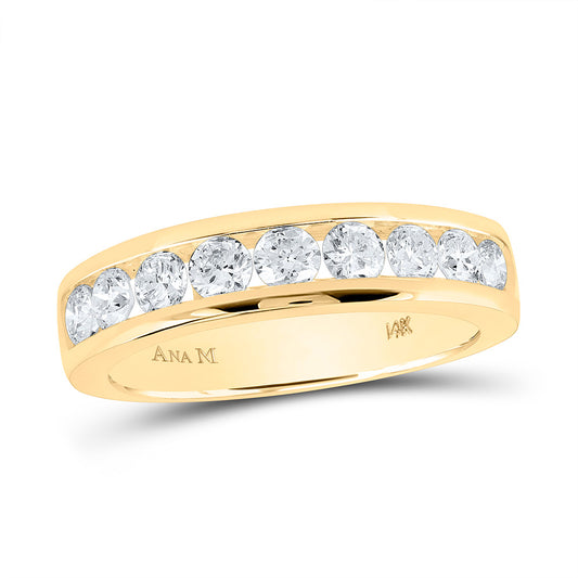 14K Yellow Gold Womens Round Diamond Single Row Band Ring 7/8 Cttw, Womens Size: 5-10